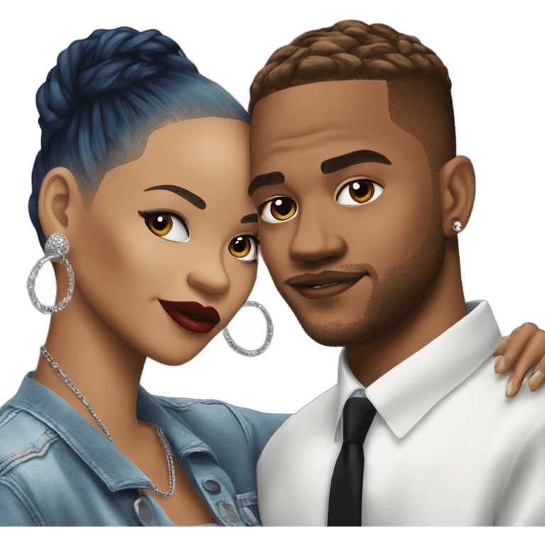 Hyper Realistic C Breezy and Rhianna romantic photo  emoji