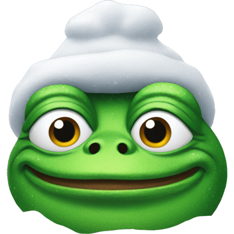 pepe the frog covered in snow emoji