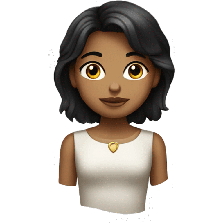 Niña con cabello corto pelo negro, de piel blanca, vestid con la insignia de judía emoji