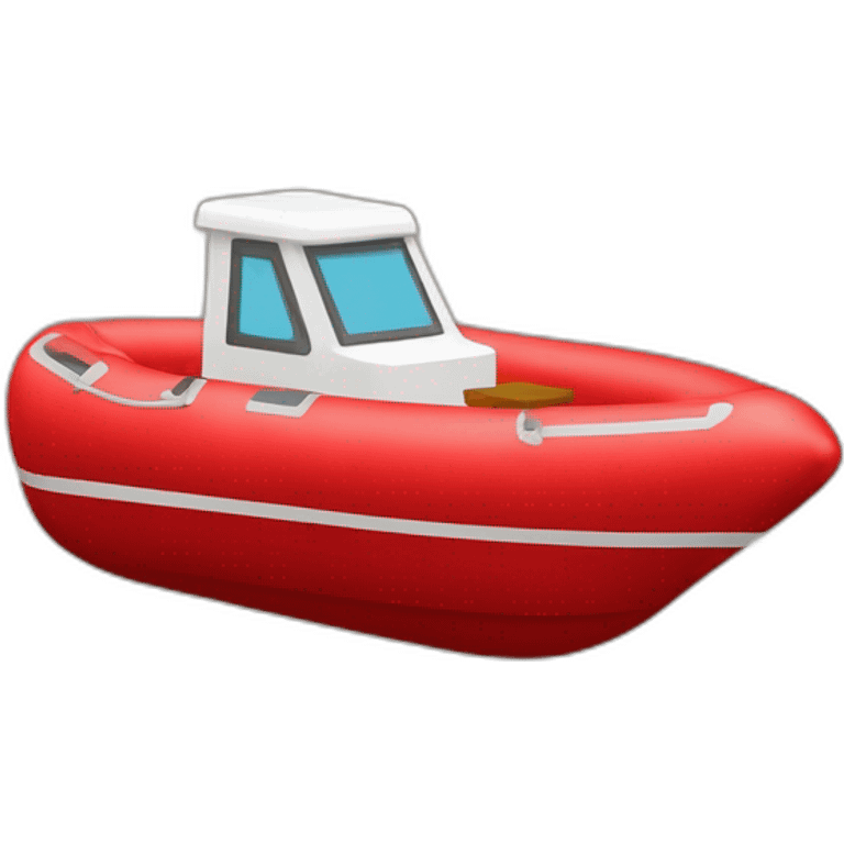 un emoji de un barco inflable rojo pero con motor tiene que ser de angulo de costado y tiene que haber una persona senda dentro de el con una caña de pescar   emoji