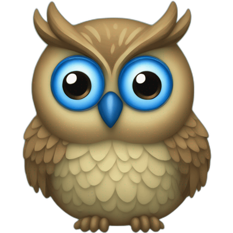 hibou vert et bleu emoji