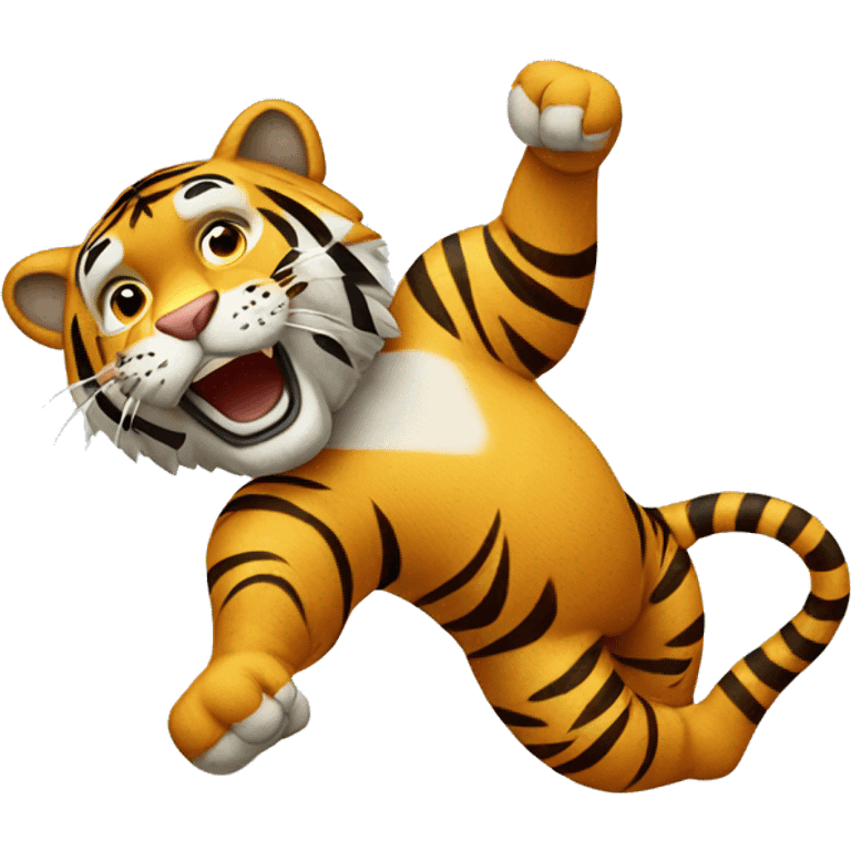 A TIGER doing a cartwheel emoji