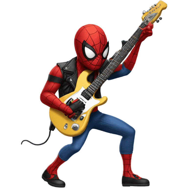 Spider-man playing electro guitar, punk emoji