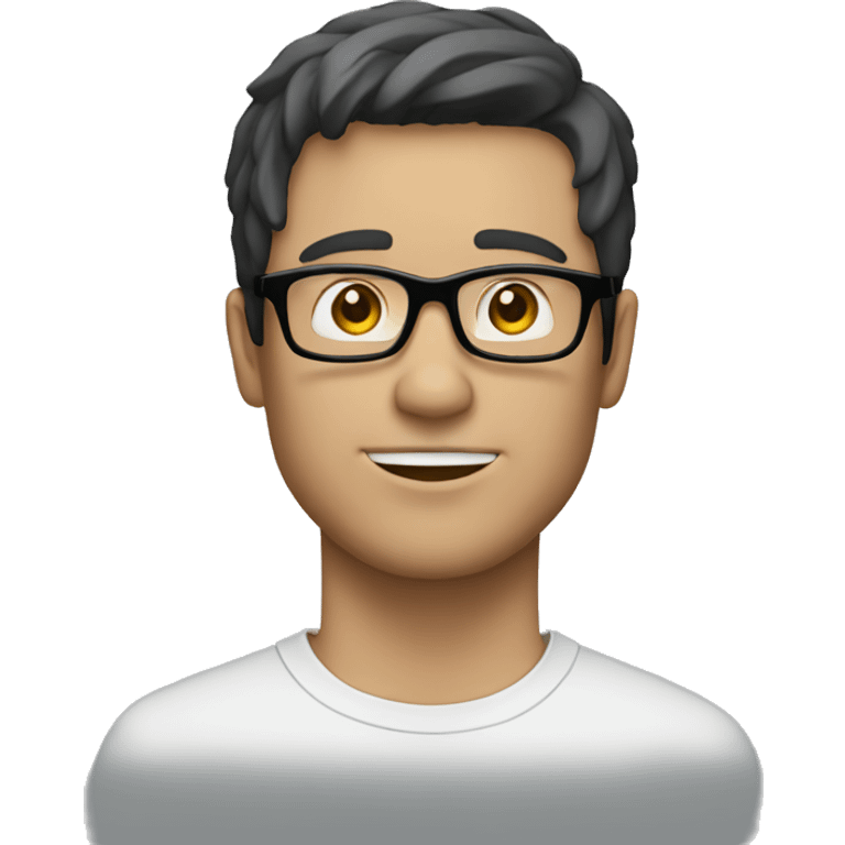 white male with straigt short dark hair, rectangular glasses emoji