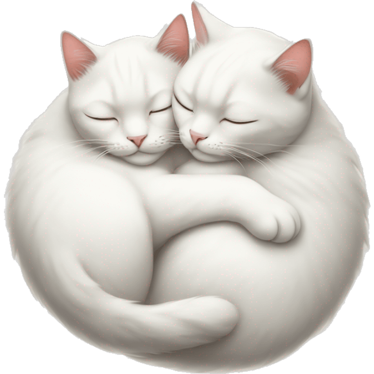 Two white cats sleeping and hugging each other  emoji