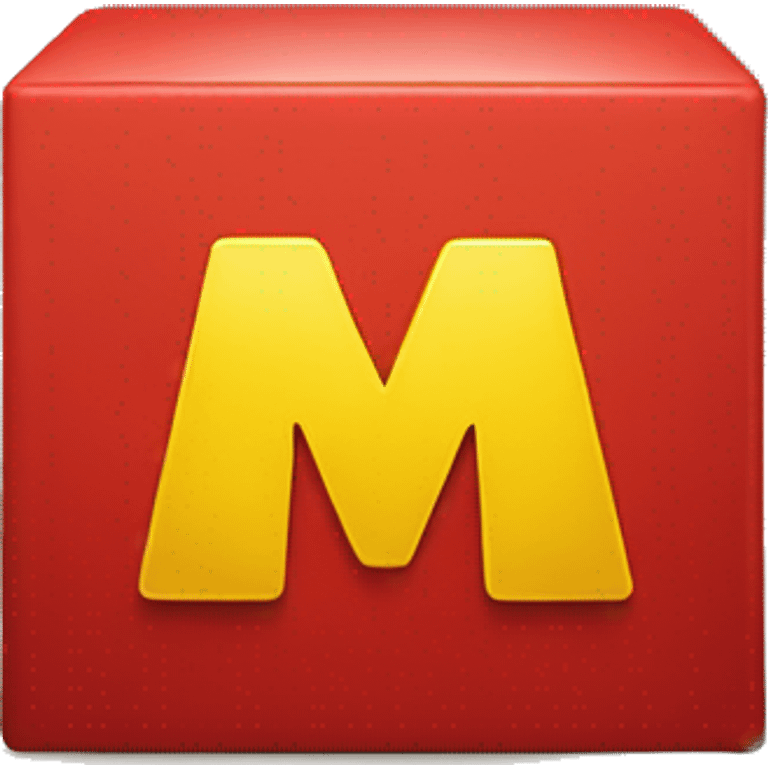 a red box with a yellow m on it and yellow handles on the top  emoji