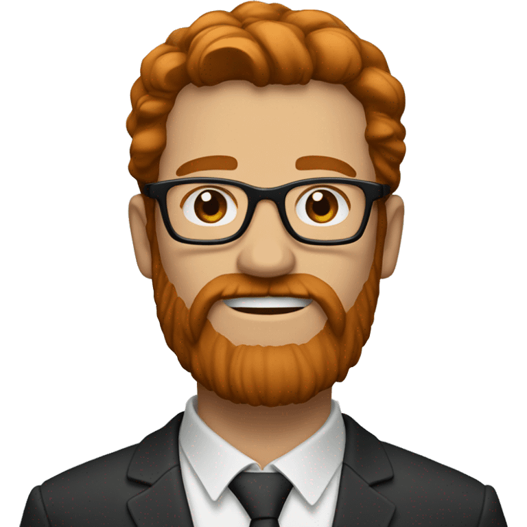 A man with long dark ginger hair, a big dark ginger beard and glasses emoji