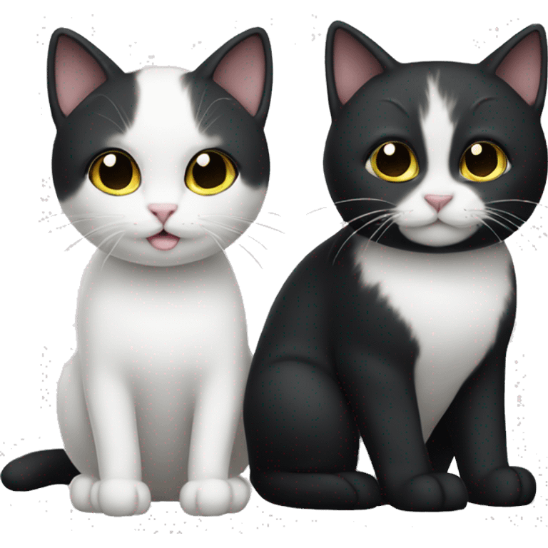 White cat and black cat emoji