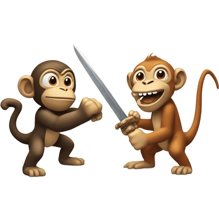 Sword fight between monkey and Dino  emoji