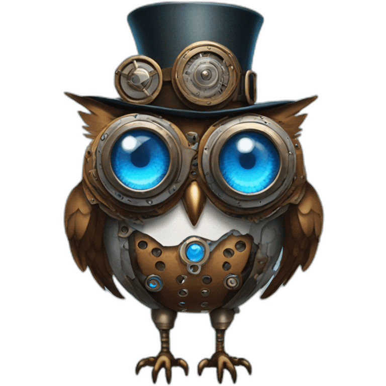 steampunk owl with blue eyes emoji