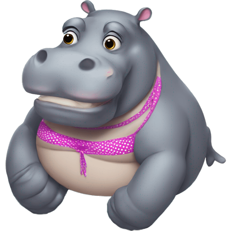 Hippo wearing a bikini emoji