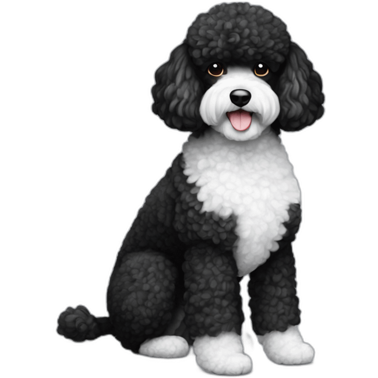 Mini black and white poodle emoji