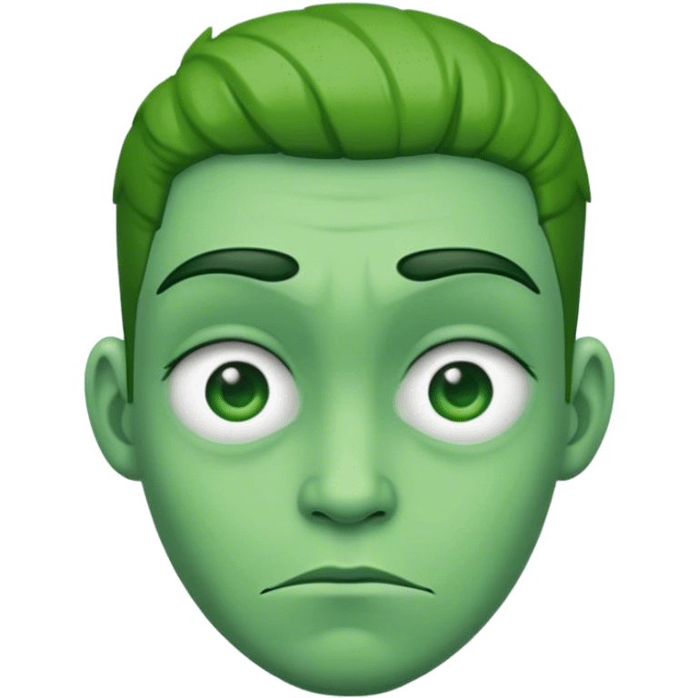 Jelly bean green half frown emoji