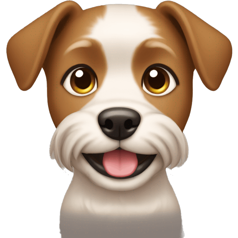 create an emoji of a yorkshire dog, just your face, she is a puppy and very cute and has pricked ears. your face has darker brown hair too emoji