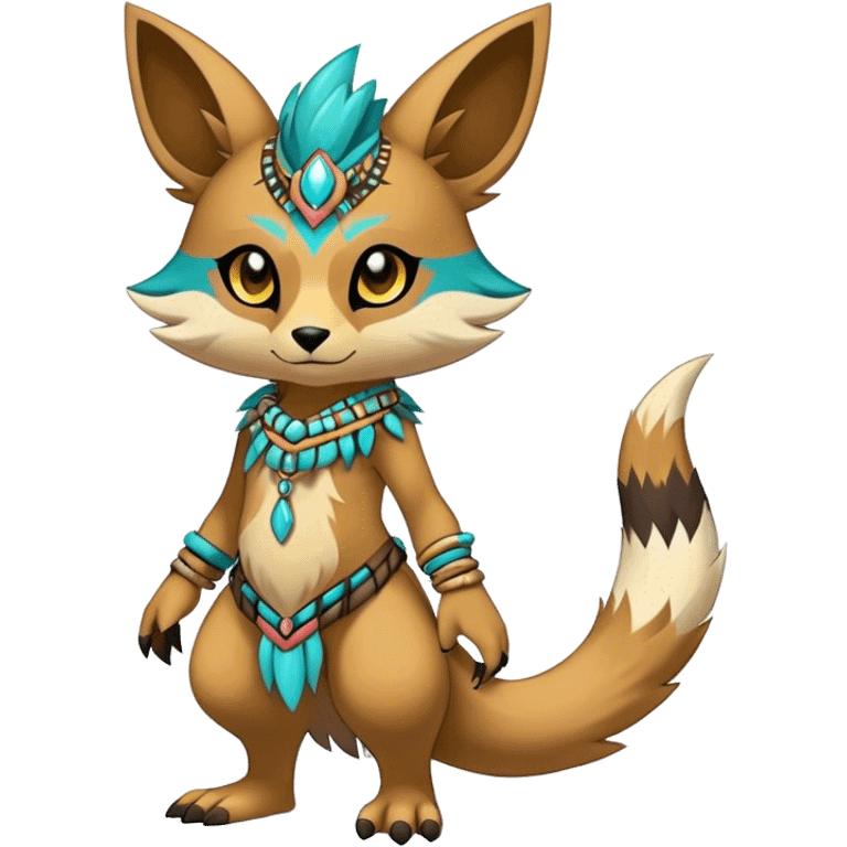 Anthro Sona Cool Edgy Cute Colorful Shy Shamanic Tribal Shiny Fakemon-Fantasy-Creature Full Body emoji