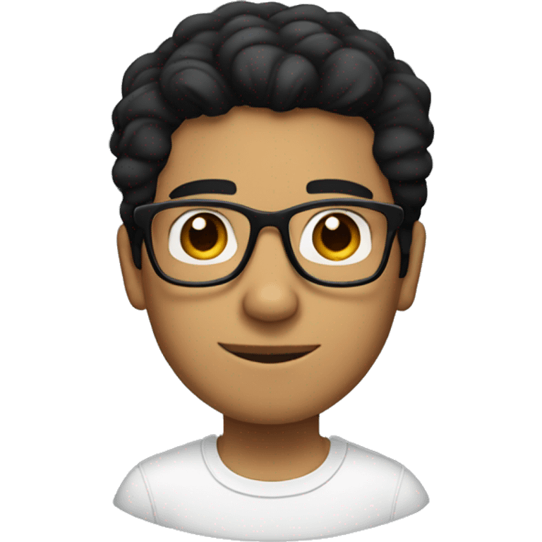 latino Guy with medium black hair and square glasses  emoji