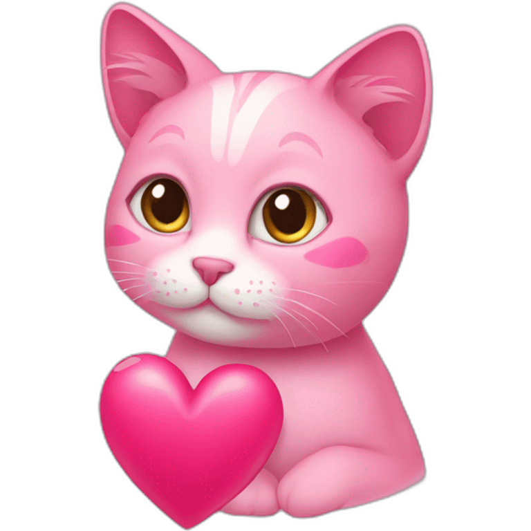 pink cat with heart emoji