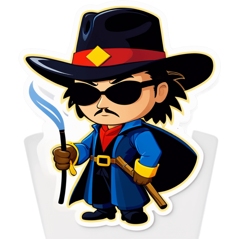 Zorro with glasses and smokin stick emoji