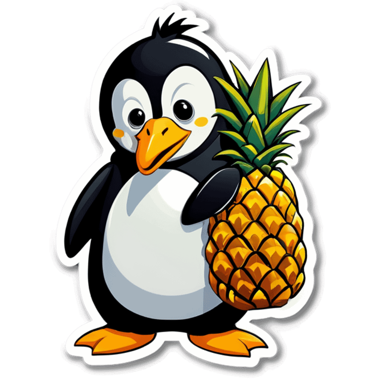 Pinguin hold a pineapple  emoji