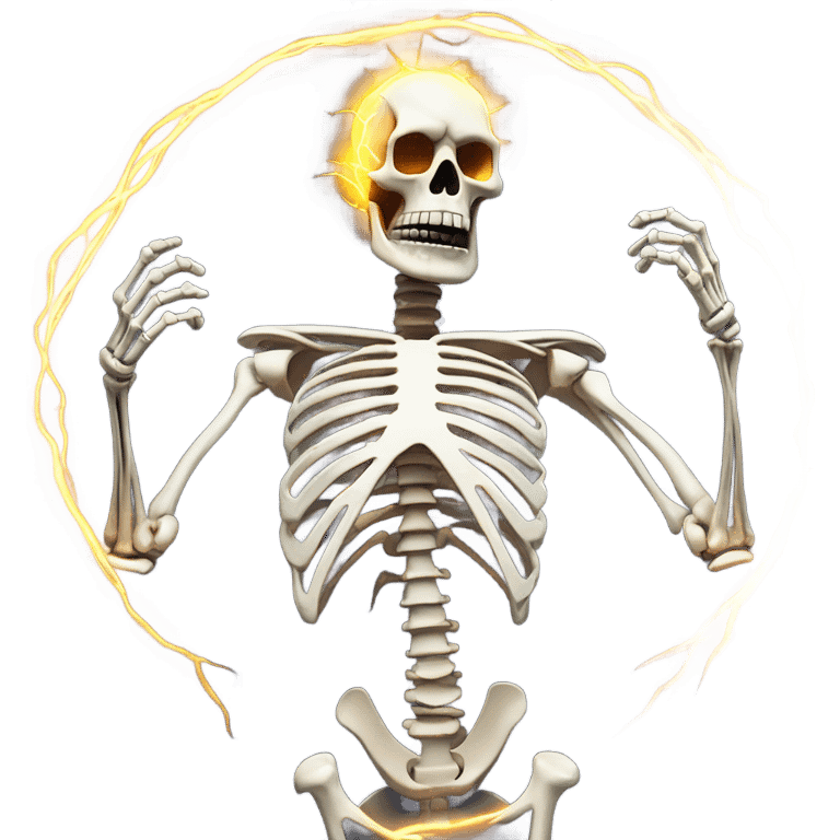 skeleton being electroshoked emoji