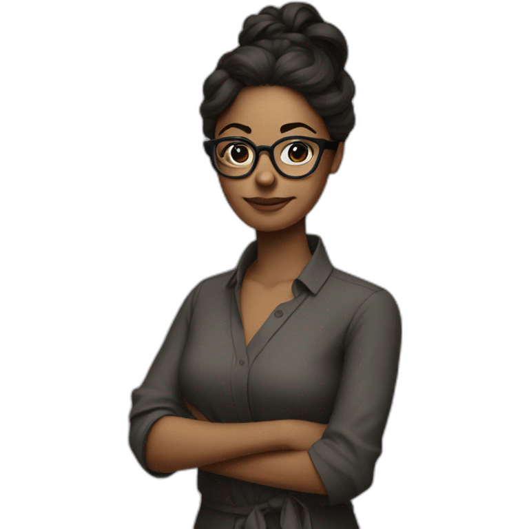 designer women dark tied up and flat hair with glasses crossing arms emoji