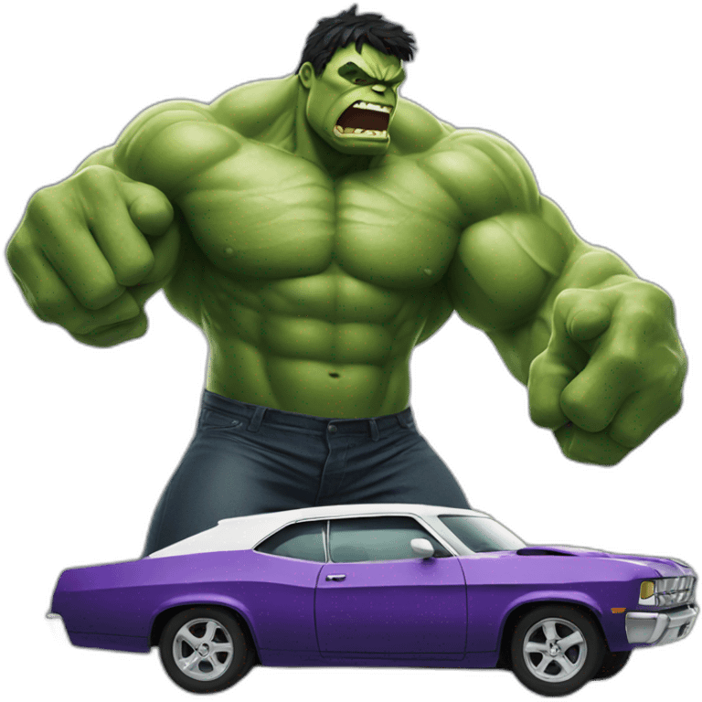 Hulk smashing a car emoji