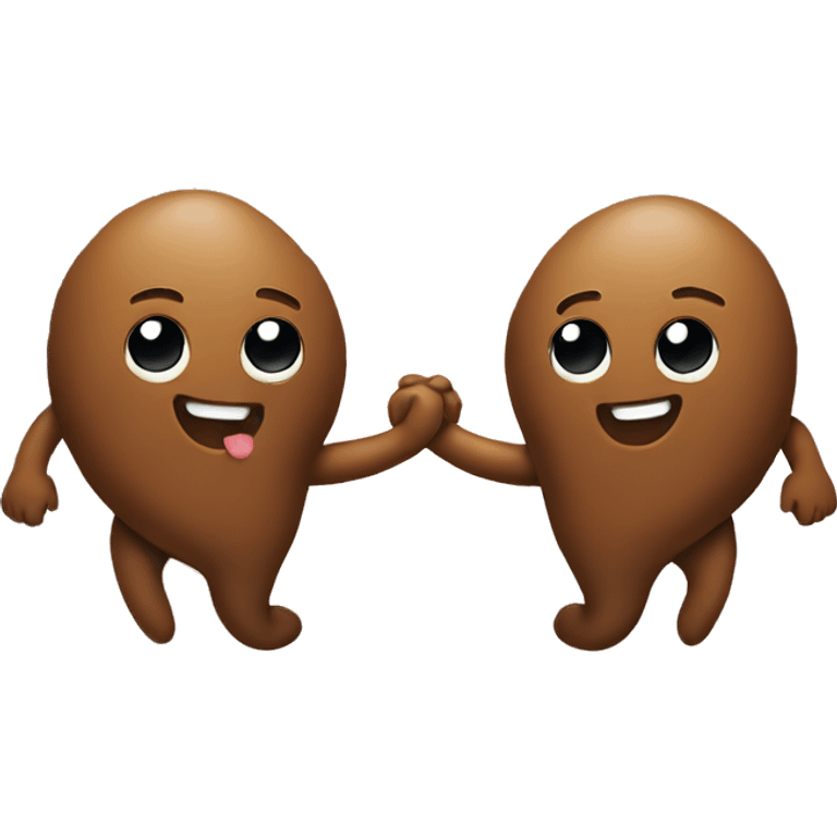 Two poop emojis holding hands emoji