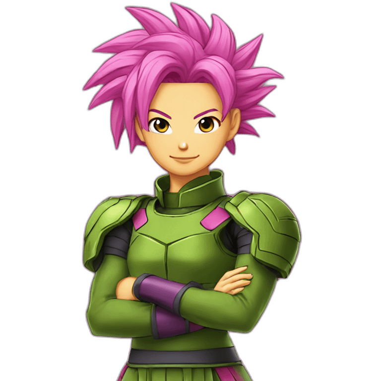 kefla dragonball super pink clothes green hair armour combat emoji