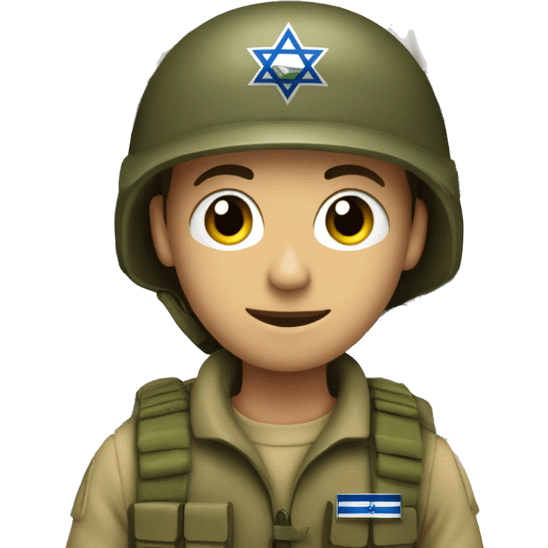 An Israel Defense Forces soldier holding an Israeli flag emoji