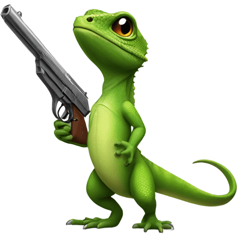 Lizard with gun emoji