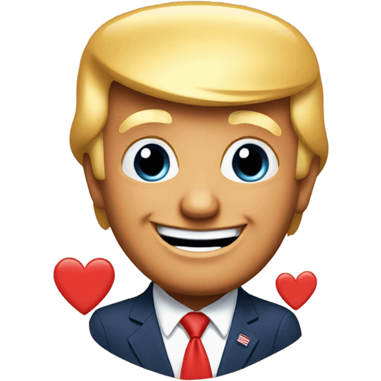 Donald Trump in love smiling with hearts for eyes emoji