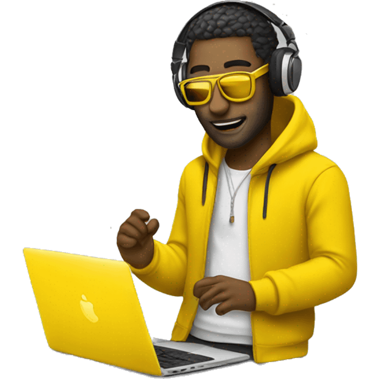 Music producer with a macbook ski colur yellow emoji