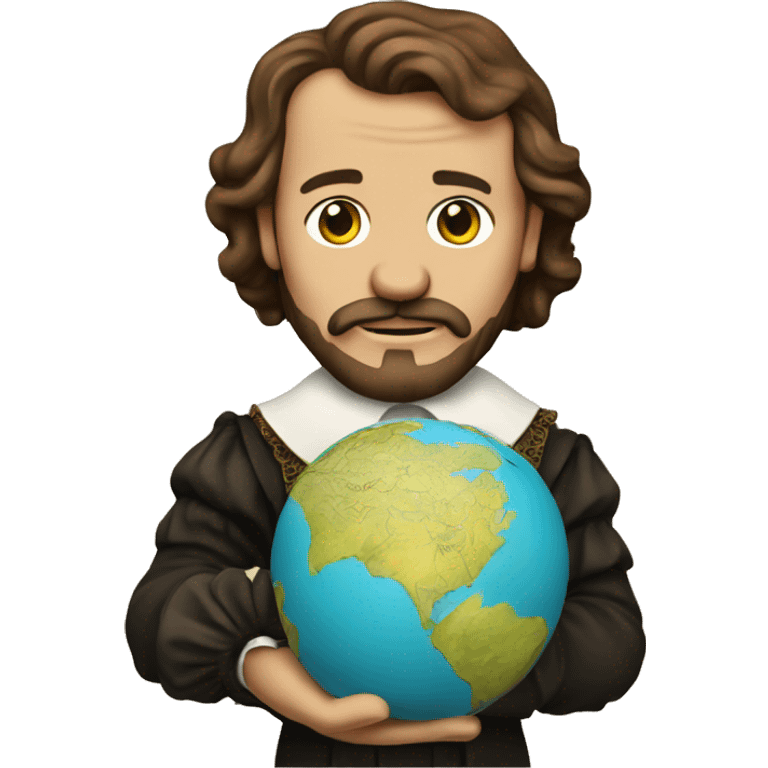 Shakespeare holds a globe in his hands emoji