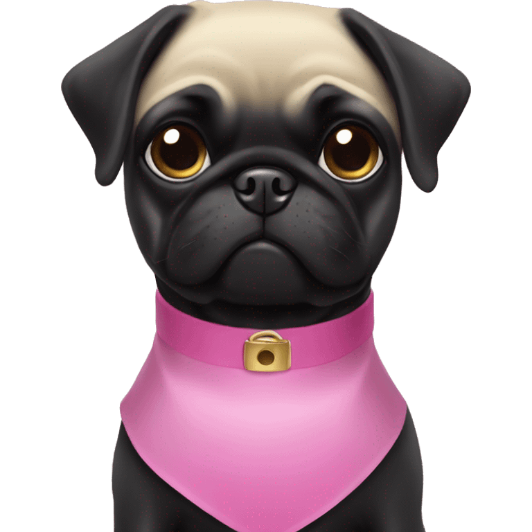 Black Pug with pink collar and blonde girl  emoji