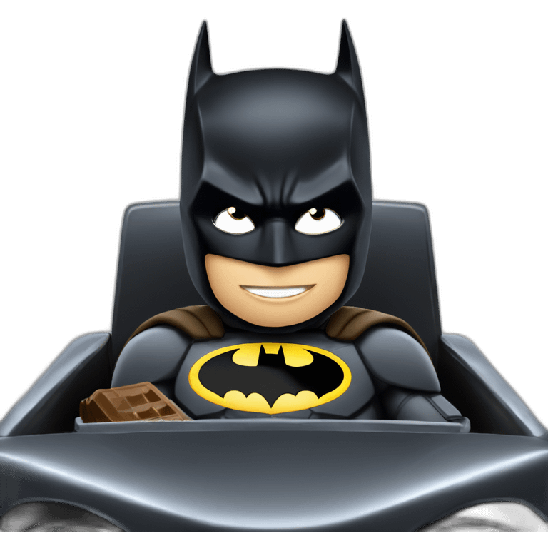 batman in the batmobile while eating chocolate emoji