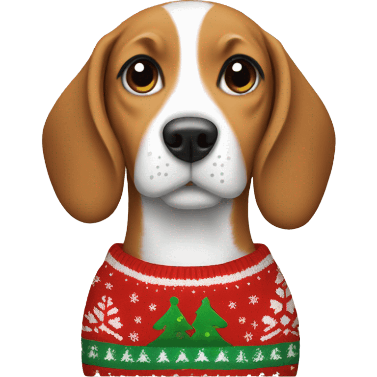 Beagle wearing Christmas sweater emoji