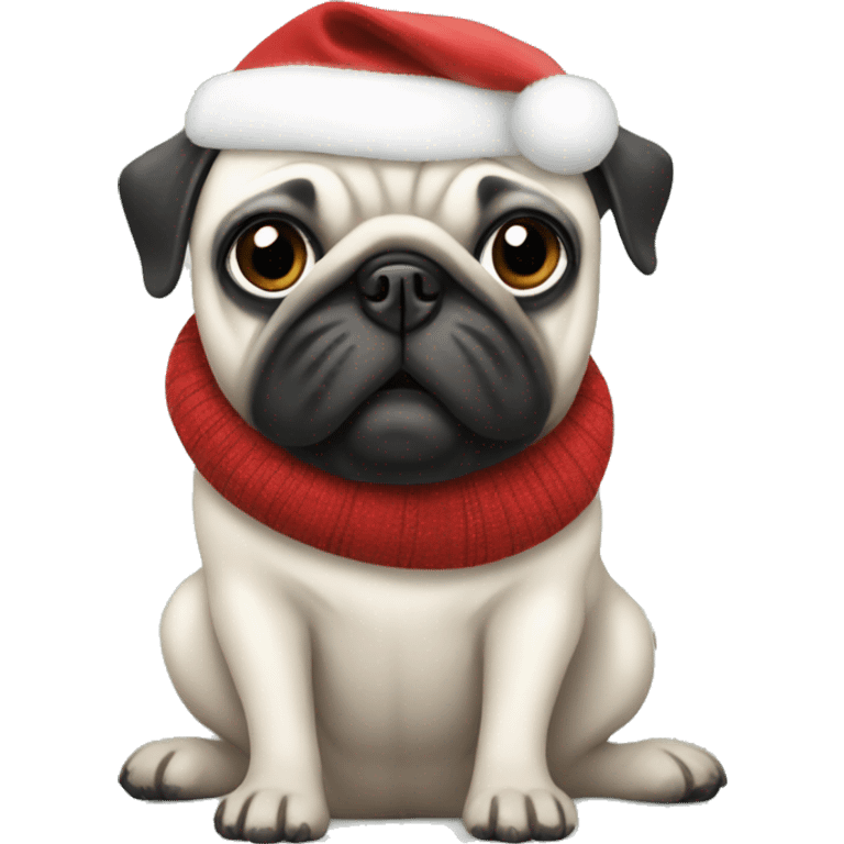 White pug Christmas  emoji