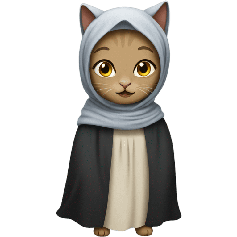 Muslim cat wearing hijab and abaya  emoji