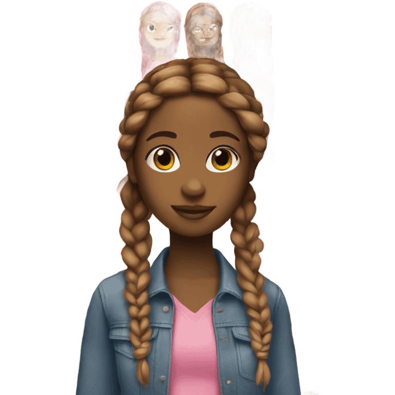 Brown girl with pink and blond bohemian braids  emoji