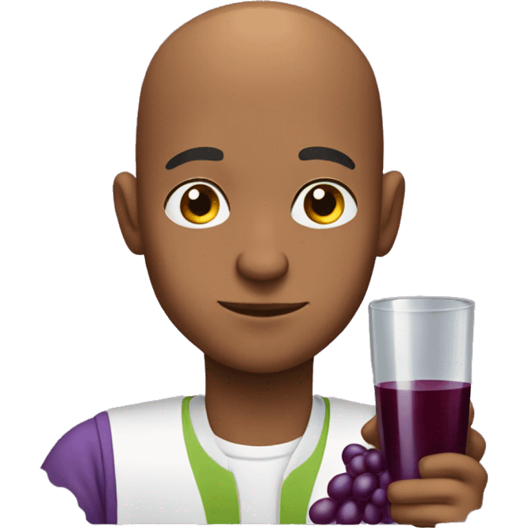 African bald Male drinking grape juice emoji