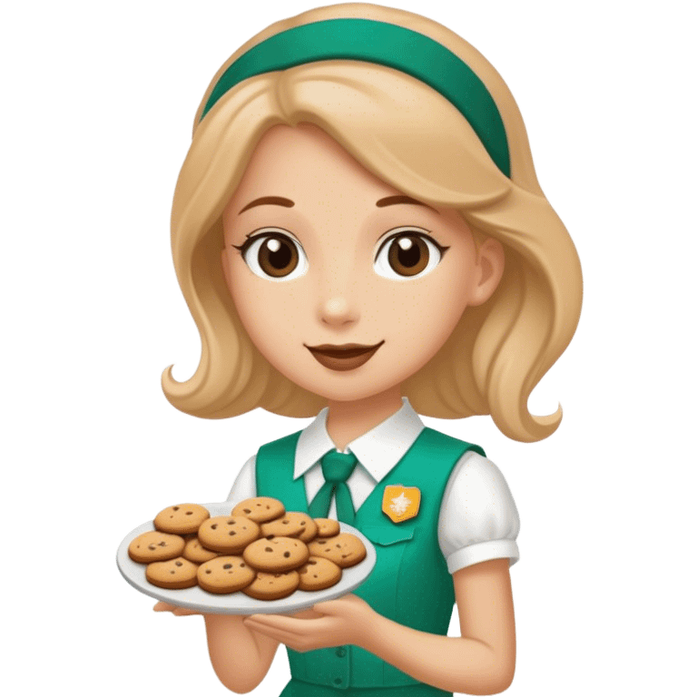 white girl scout selling cookie at wed  emoji