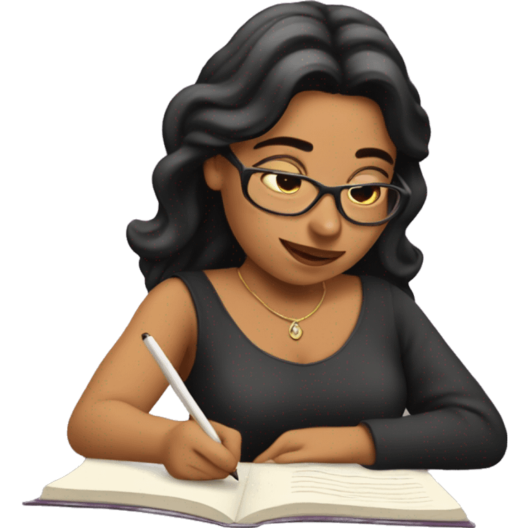 Latin lady writing in notebook emoji