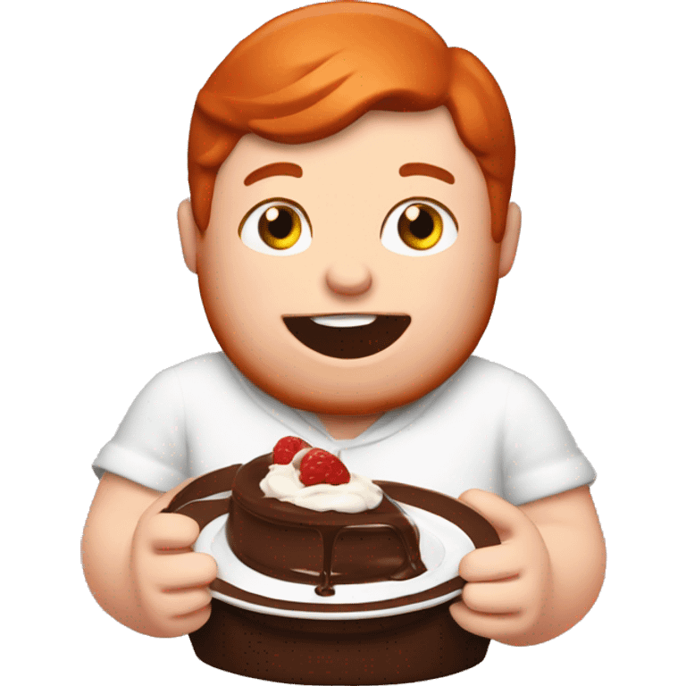 Fat red head eating chocolate pudding emoji