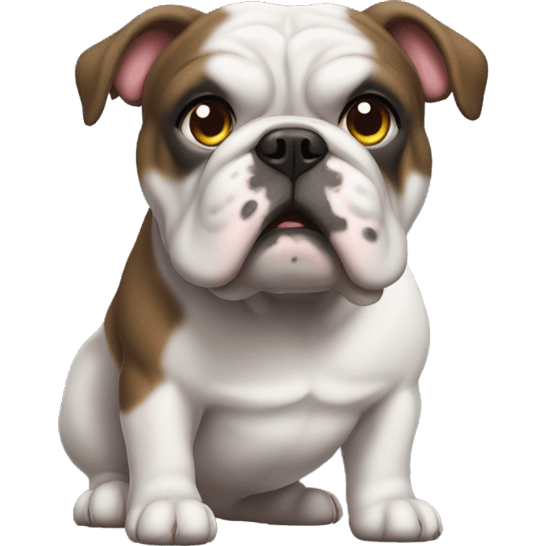 A black young ameican bulldog thats very chubby and has a tiny tail emoji