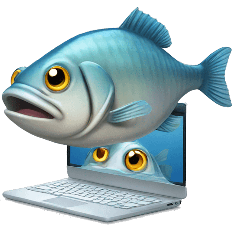 Fish typing on PC emoji