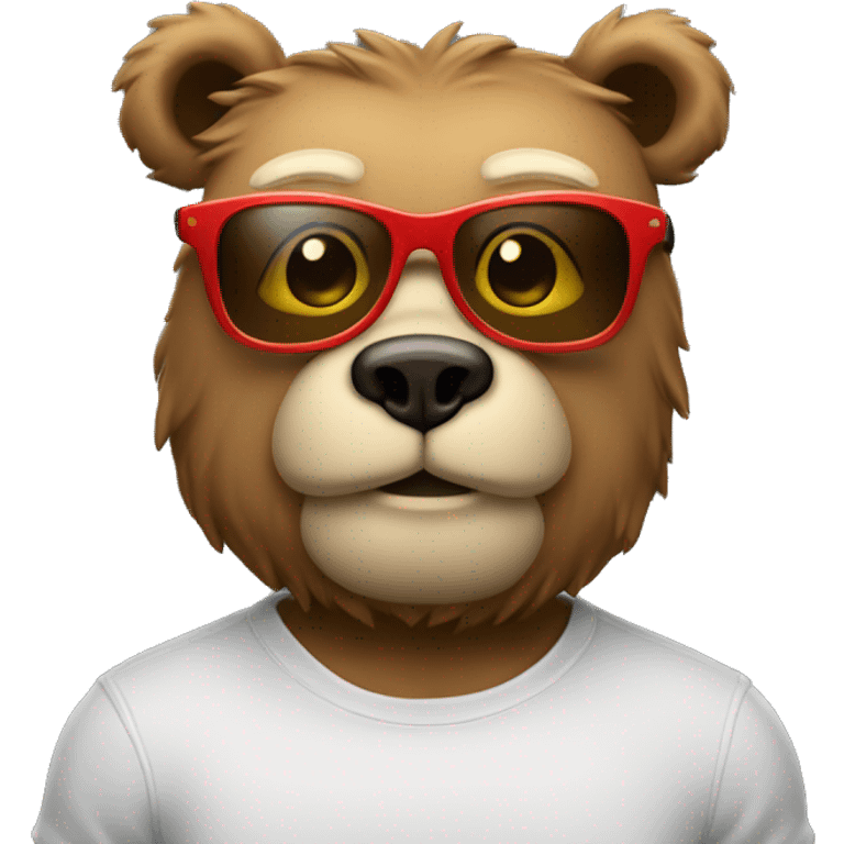 a moustachioed bear with muscular square glasses full body emoji