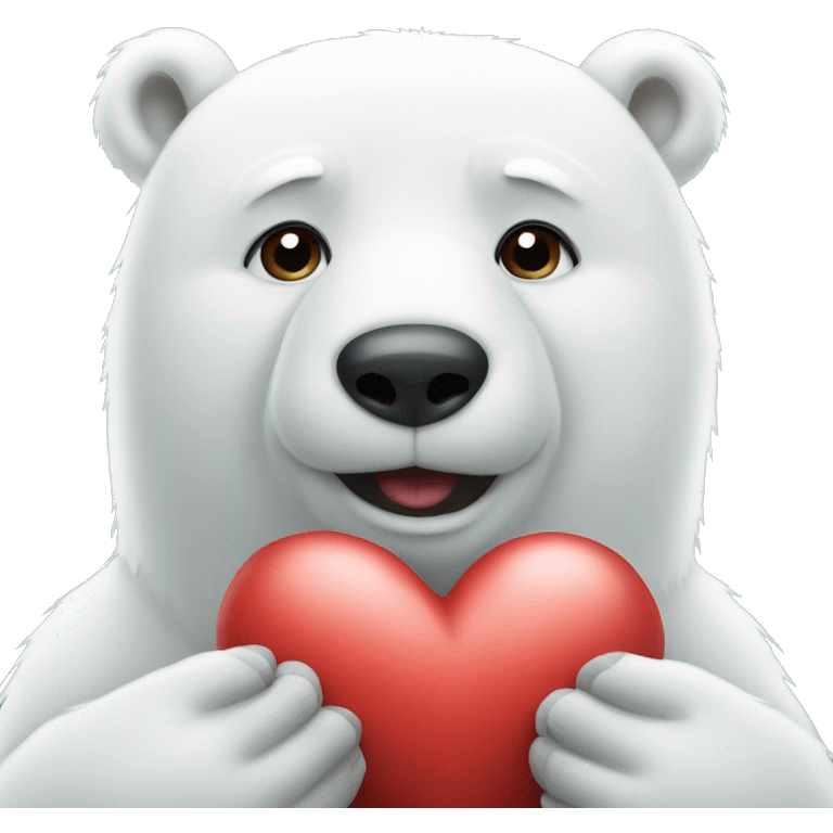 Polar bear holding a heart emoji