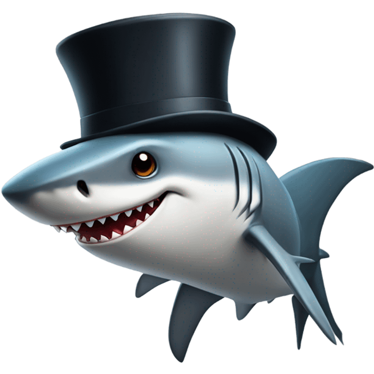 Shark with a top hat emoji