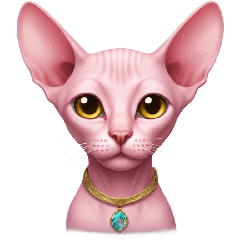 Pink sphinx cat with different eye colors  emoji