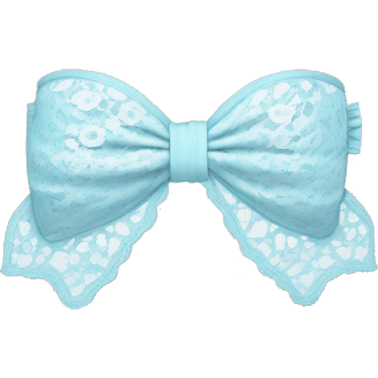 Baby blue lace bikini top with a white bow  emoji